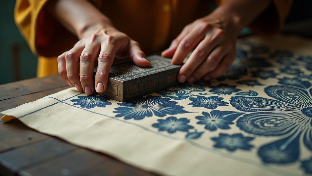 Artisan carving wooden block